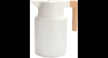 Balvi Thermoskan 1,3 Liter Rvs/hout Wit/naturel