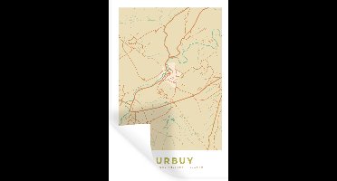 Muurstickers - Sticker Folie - Durbuy - België - Plattegrond - Kaart - Stadskaart - 20x30 cm - Plakfolie - Muurstickers Kinderkamer - Zelfklevend Behang - Zelfklevend behangpapier - Stickerfolie