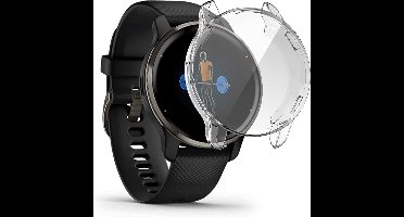 Screenprotector + Hoesje geschikt voor Garmin Venu 2 - Siliconen TPU Case Transparant - Volledige 360 Graden Bescherming