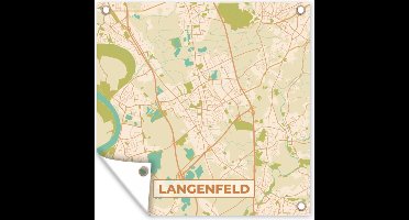 Tuinposters Langenfeld - Plattegrond - Vintage - Kaart - Stadskaart - 50x50 cm - Tuindoek