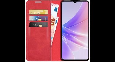 Just in Case hoesje geschikt voor Oppo A77 - Hoesje met Pasjeshouder - Luxe Book Case - Rood