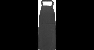 Keukenschort - "Royal Chef" - donkergrijs - blanco - polyester / katoen - (75 x 85 cm)