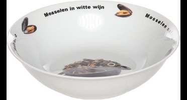 Mosselschaal D23XH6,5C cm deco mosselpot met tekst