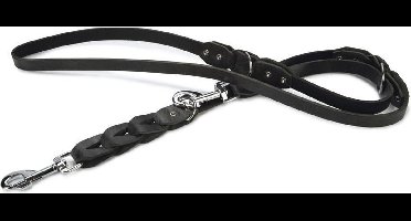 Beeztees leren dressuurlijn Connex. Zwart. 200 cm x 18 mm.