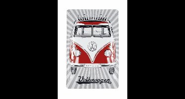 VW T1 Bus metalen bord 20x30cm - Samba Rood