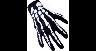 Skelet handschoenen stof, zwart met opdruk