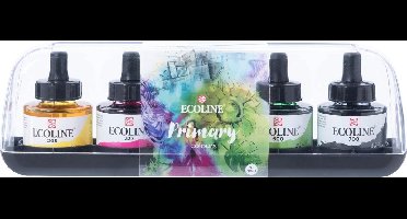 Inkt Talens Ecoline met pipet primary set à 5 ass