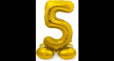 Folat - Cijfer 5 Goud met standaard - 72 cm
