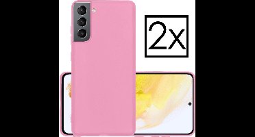 Hoesje - 2 Stuks - Geschikt voor Samsung Galaxy S21 - Sterk & Shockproof - Case Siliconen - Back Cover - Telefoon Hoes - Roze