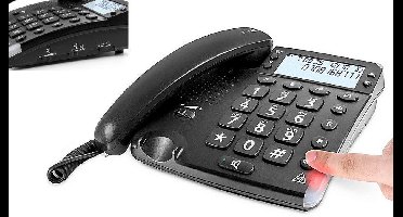 DORO Magna 4000 zwarte analoge bureautelefoon met nummerweergave en grote geluidsversterking. Geschikt voor SLECHTHORENDEN