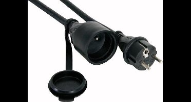 HQ-Power Verlengkabel, met krimpkous, H05RR-F 3G2.5, 3 m, 16 A/230 V, 3680 W, type E/F, IP44, rubber, zwart