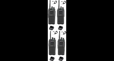 Set van 4 Kenwood TK-3701D IP55 Portofoon met beveiliging oortje en tafellader