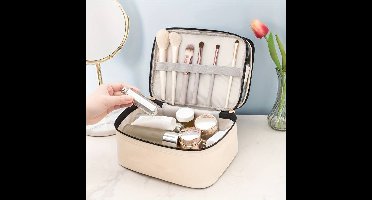 Sapono Luxe Opbergtas - Make-up Tasje - Reistas - Toilettas Dubbellaags - Wit