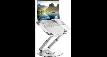 Laptop standaard - Draagbare aluminium laptopstandaard met 360 rotatievoet en 6 niveaus hoogteverstelling - voor laptops/notebooks tot 156 inch (zilver)