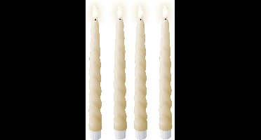 Lumineo LED dinerkaarsen - 4x st - creme wit -H24,5 cm - met timer functie