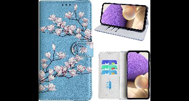 Hoesje geschikt voor Samsung Galaxy A32 5G Bookcase met blossom bloemen print