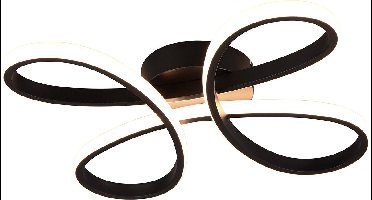 LED Plafondlamp - Plafondverlichting - Torna Crowl - 22W - Natuurlijk Wit 4000K - Dimbaar - Mat Zwart - Metaal