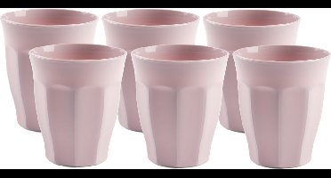 Plasticforte onbreekbare Picardi drinkglazen - 6x stuks - kunststof - lichtroze - 250 ml - camping/outdoor/kinderen - limonade glazen