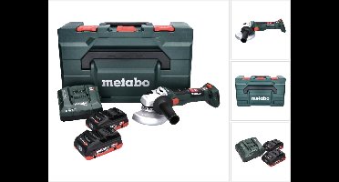 Metabo W 18 LT BL 11-125 accu haakse slijper 18 V 125 mm borstelloos + 2x accu 4.0 Ah + lader + metaBOX