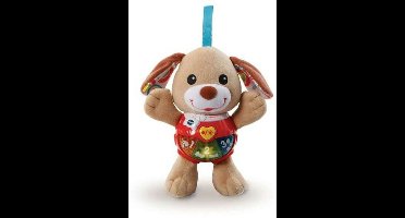 VTech Baby Knuffel & Speel Puppy - Educatief Babyspeelgoed - Bruin/Blauw - 3 tot 24 Maanden - Spaanstalig