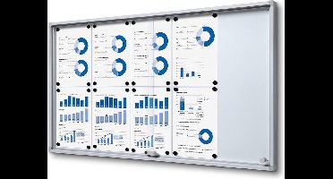 Indoor Vergrendelbaar Notitiebord met Schuifdeuren Slim met Veiligheidshoeken 10 X A4 - Syna SCSLR10XA4 - Horeca & Professioneel