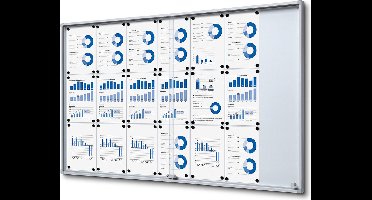 Indoor Vergrendelbaar Notitiebord met Schuifdeuren Slim met Veiligheidshoeken 21 X A4 - Syna SCSLR21XA4 - Horeca & Professioneel