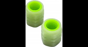 2x Ventieldopjes - Glow in the dark - Geel