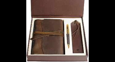 Leren Notitieboek Cadeauset voor Vrouwen en Mannen A5 20x15 cm