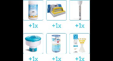 Zwembad Onderhoudsset - Startersset bevat Chloor - Scrubborstel - Thermometer en Chloordrijver - Filter - Testrips - Voor zwembad met 28604GS - 28636GS - 28638GS Filterpomp - Voor zwembaden met meer dan 25.000 liter (6-delig)