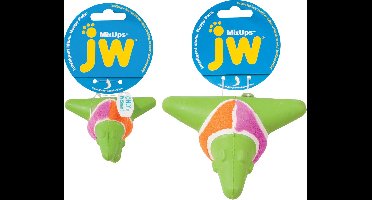 JW Mixups Arrow Ball - Hondenspeeltje - Hondenbal - Met pieper - Groen/Roze/Oranje - Medium - ø 11,5 cm