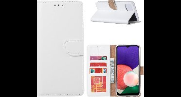 Hoesje Geschikt Voor Samsung Galaxy A22 hoesje bookcase Wit - Hoesje Geschikt Voor Samsung Galaxy A22 5G hoesje portemonnee wallet case - Hoesje A22 5G book case hoes cover