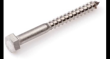 Hoenderdaal houtdraadbout rvs 10 x  60 mm  din 571 a2  - doos à 50 stuks