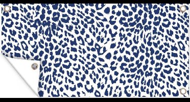 Tuinposter Panterprint - Blauw - Wit - 60x30 cm - Tuindoek