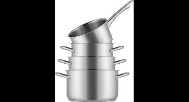 Sola Blizz Pfas vrije pannen - 4-delig - Premium RVS Pannen - Geschikt voor Elke Warmtebron - PFAS Vrij - Zilver