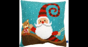 Vervaco - Kruissteekkussen kit - Kerst - Vrolijke kerstman - PN-0155869 - Borduren - Borduurpakket - Borduurpakket volwassenen - Borduurpakket kind