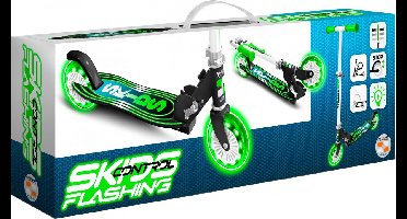 Skids Control Flashing 2-wiel Kinderstep Opvouwbaar Voetrem Groen