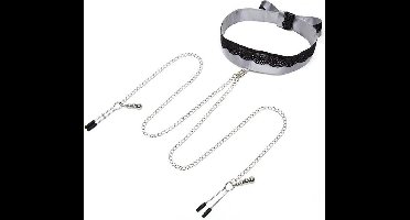 Fifty Shades of Grey - Play Nice Satijn & Kant Ketting & Tepelklemmen