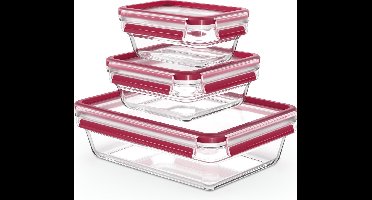Tefal MasterSeal Glass - Vershouddozenset - 3-delig - Glas - BPA-vrij - Geschikt voor Oven