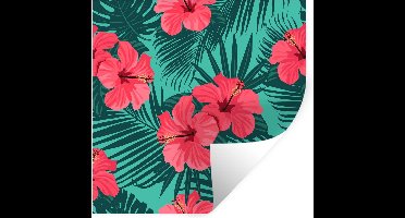 Muurstickers - Sticker Folie - Tropisch - Bloemen - Palmblad - 30x30 cm - Plakfolie - Muurstickers Kinderkamer - Zelfklevend Behang - Zelfklevend behangpapier - Stickerfolie
