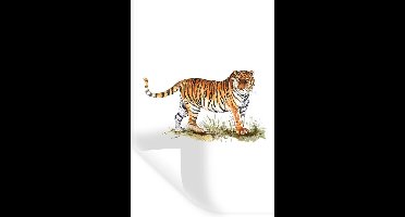 Muurstickers - Sticker Folie - Tijger - Wit - Afbeelding - 20x30 cm - Plakfolie - Muurstickers Kinderkamer - Zelfklevend Behang - Zelfklevend behangpapier - Stickerfolie