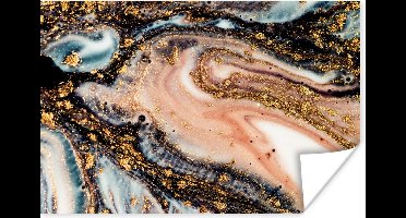 Poster Marmerlook - Goud - Zwart - Glitter - Chic - 30x20 cm