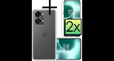Hoesje - Met 2x Screenprotector - Geschikt voor OnePlus Nord 2T - Sterk & Shockproof - Back Cover - Siliconen Case - Telefoon Hoes - Transparant
