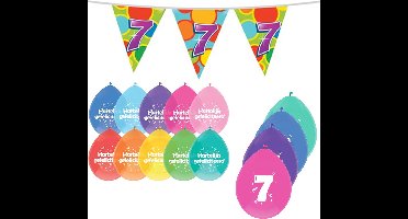 Haza Leeftijd verjaardag thema pakket 7 jaar - ballonnen/vlaggetjes