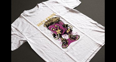 Shirt - Nice fries - Wurban Wear | Grappig shirt | Dieet | Unisex tshirt | Fast food | Airfryer | Sport | Verwenpakket | Wit & Zwart