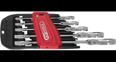 KS TOOLS Gearplus Ratel Combinatie Steeksleutelset - 5 stuks - Kiepkop met Vergrendeling 503.4805