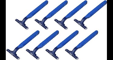 Benson Wegwerpscheermesjes - 2 bladen - blauw - 8 stuks - soepele scheerbeurt