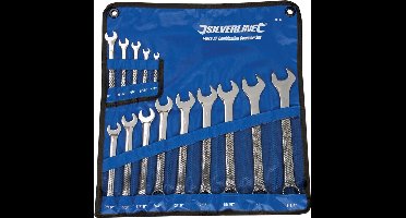 Silverline Steekringsleutelset - 15° koppen - Chroom vanadium staal - 14-delig - Inclusief nylon etui