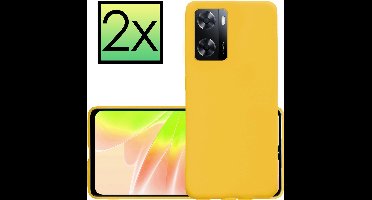 Hoesje - 2 Stuks - Geschikt voor OPPO A57 - Sterk & Shockproof - Case Siliconen - Back Cover - Telefoon Hoes - Geel