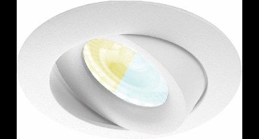 Inbouwspot Florian met Philips HUE White Ambiance - spot - Wit - rond - Voor binnen / woonkamer / keuken / slaapkamer - IP20 - GU10 - Buitendiameter: 81MM - boorgat: 70-75MM - min. Inbouwdiepte: 70MM