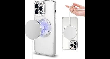 Hoesje Geschikt voor iPhone 13 Pro Magsafe hoes backcover – Lens beschermer – Transparant / Zilver